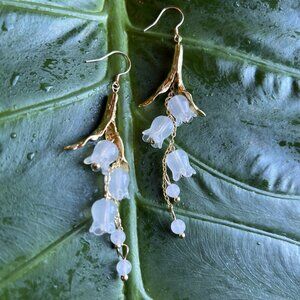 Handmade 18k gold plated lily of the valley earrings